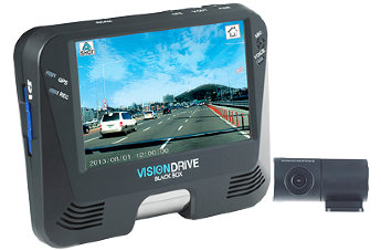 VisionDrive VD-9500H 2-ух камерный автовидеорегистратор компании GeoCross с разрешением обоих камер в HD-качестве 1280х720p @30 fps, семислойной стеклянной линзой, GPS-мониторингом - оповещение о стационарных камерах и АККД СТРЕЛКА-СТ(М), с ярким сенсорным дисплеем 3,2" TFT и надежным простым креплением, зарекомендовал себя надежным корейским брендом.
