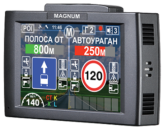 INTEGO MAGNUM новинка от INTEGO, современная модель радара и видео регистратора, оснащен сенсорным дисплеем 3,5" TFT touch screen, GPS-модулем, функция SPEEDCAM-база координат стационарных радаров